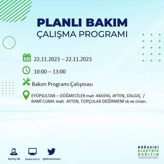 İstanbul'un bu ilçelerinde yaşayanlar dikkat: Saatlerce sürecek elektrik kesintisi için hazır olun 22